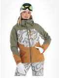 Miniatuur O'Neill, Carbonite ski-jas dames Deep Lichen Green Colour Block groen, oranje, wit 