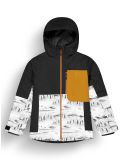 Miniatuur Picture, Daumy ski-jas kinderen Black Mood Print Honey blauw, oranje, zwart 