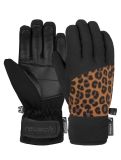 Miniatuur Reusch, Beatrix R-TEX® XT skihandschoenen kinderen Black / Brown Leopard bruin, zwart 