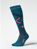 Miniatuur Stox, Merino Skiing compressiesokken dames Teal / Pink groen, roze 