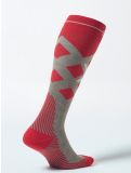 Miniatuur Stox, Merino Skiing compressiesokken dames Taupe / Red grijs, rood 