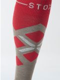 Miniatuur Stox, Merino Skiing compressiesokken dames Taupe / Red grijs, rood 