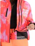 Miniatuur Superdry, Hooded Ski Boxy Puffer ski-jas dames Brush Camo Coral roze 