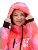 Miniatuur Superdry, Hooded Ski Boxy Puffer ski-jas dames Brush Camo Coral roze 