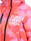 Miniatuur Superdry, Hooded Ski Boxy Puffer ski-jas dames Brush Camo Coral roze 