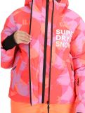 Miniatuur Superdry, Hooded Ski Boxy Puffer ski-jas dames Brush Camo Coral roze 