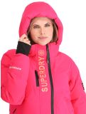 Miniatuur Superdry, Hooded Ski Boxy Puffer ski-jas dames Hyper Fire Pink roze 