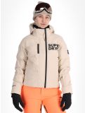 Miniatuur Superdry, Hooded Ski Boxy Puffer ski-jas dames Off Grey grijs 