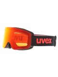 Miniatuur Uvex, Pwdr FM skibril kinderen Black Matt / Mirror Red rood, zwart 