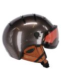 Miniatuur Kask, Elite Pro, skihelm, carbon bruin-goud meekleurend-vizier