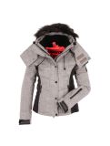 Miniatuur Superdry, Snow Puffer ski-jas, dames, licht grijs grit/ fluro koraal 