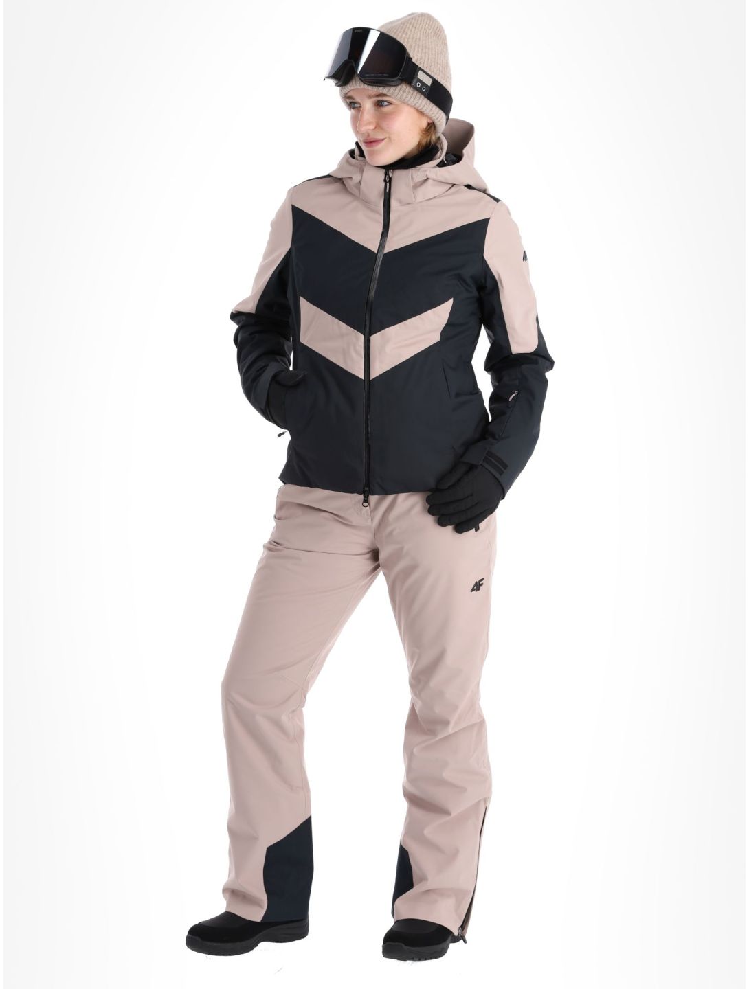 4F, Technical Jacket  F338 ski-jas dames Beige beige, zwart 