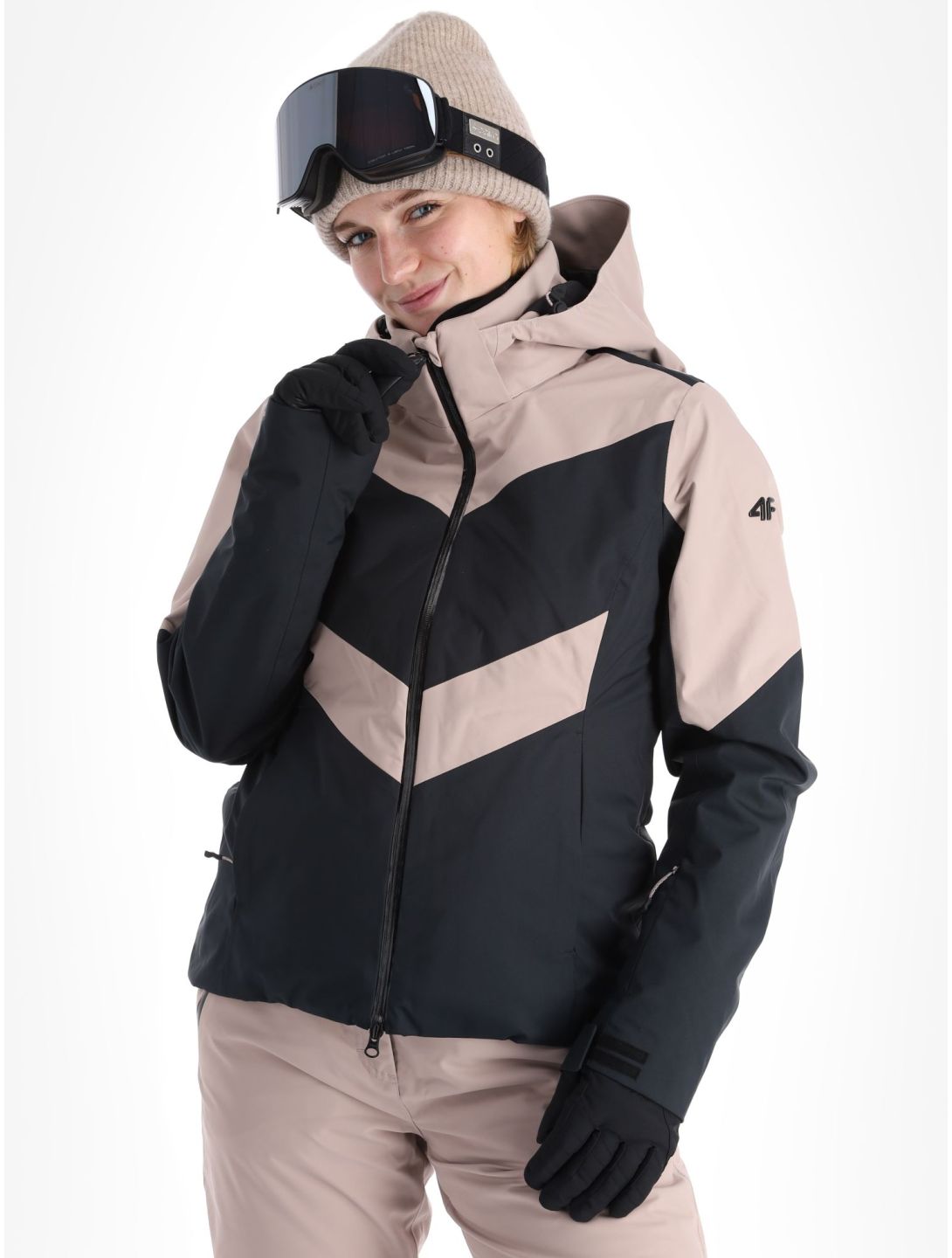 4F, Technical Jacket  F338 ski-jas dames Beige beige, zwart 