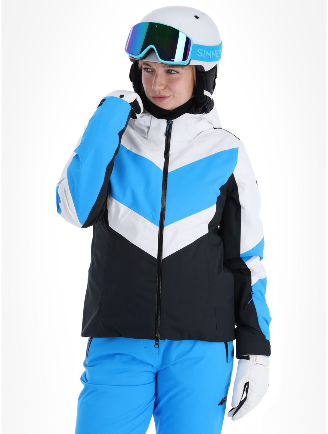 4F, Technical Jacket  F338 ski-jas dames Turquoise Turquoise, wit, zwart 