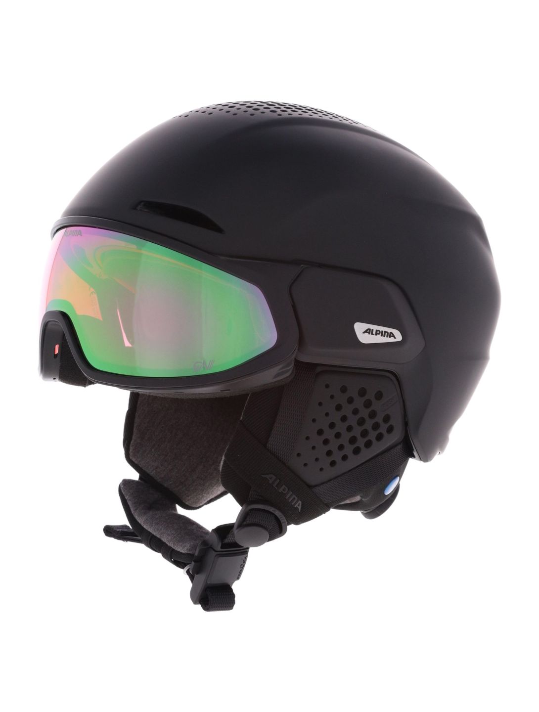 Alpina, Alto QV skihelm met vizier unisex Black Matt zwart 