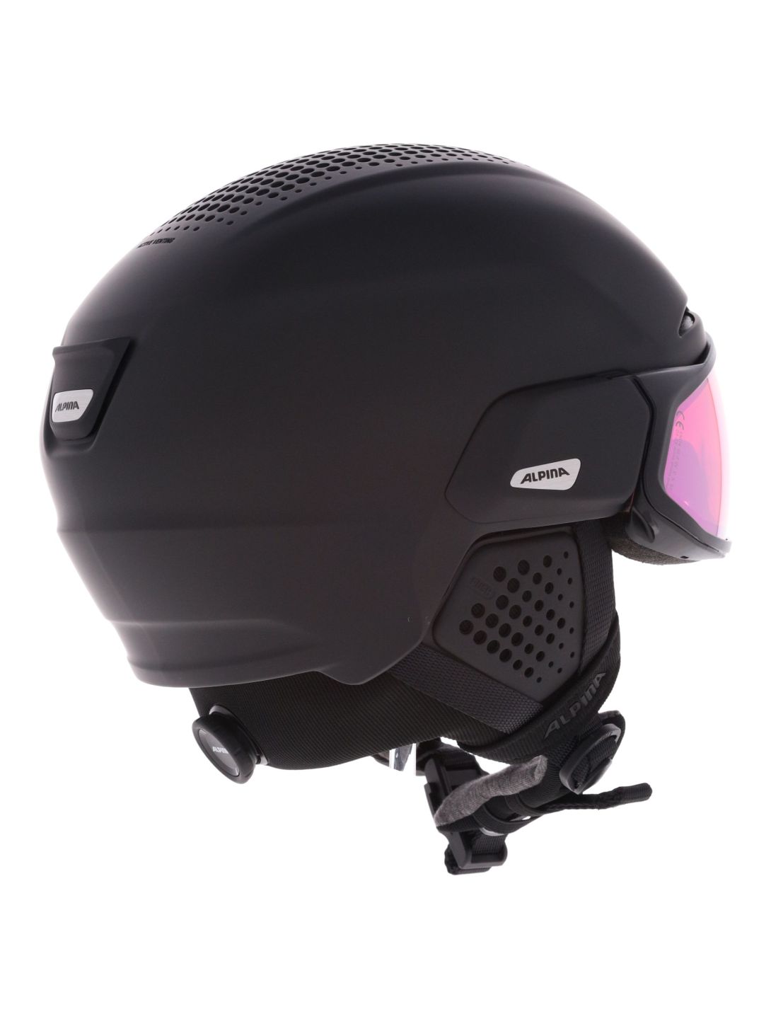 Alpina, Alto QV skihelm met vizier unisex Black Matt zwart 