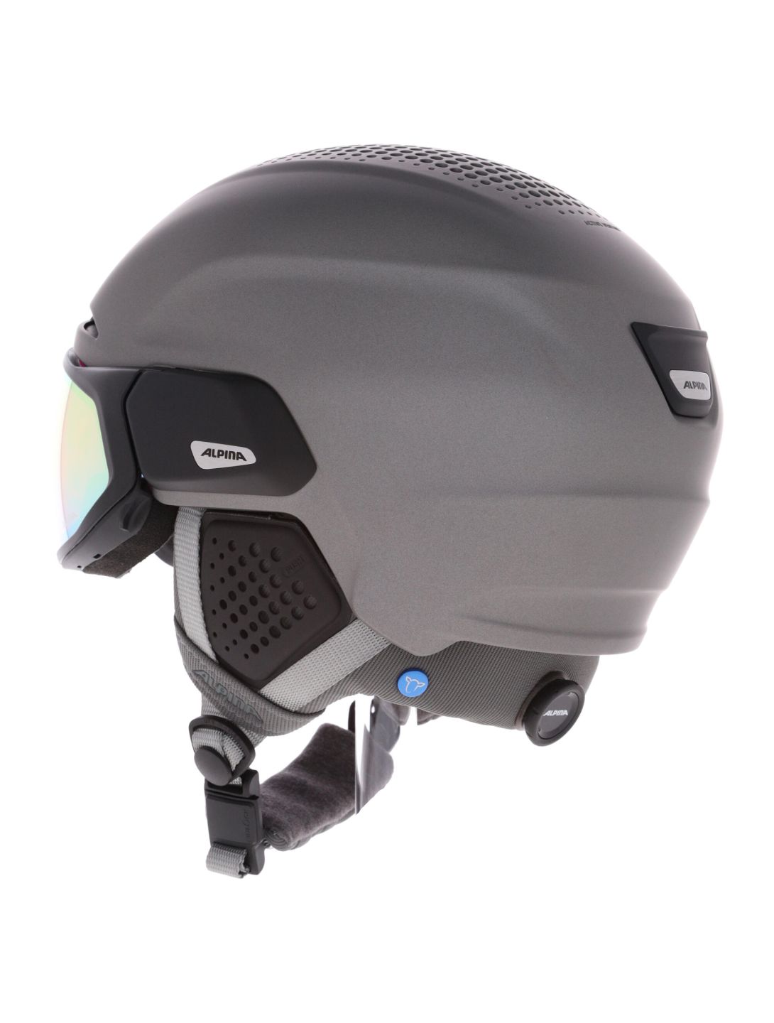 Alpina, Alto QV skihelm met vizier unisex Gunmetal Matt Zilver 