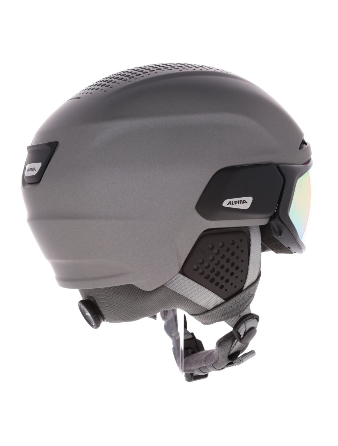 Alpina, Alto QV skihelm met vizier unisex Gunmetal Matt Zilver 