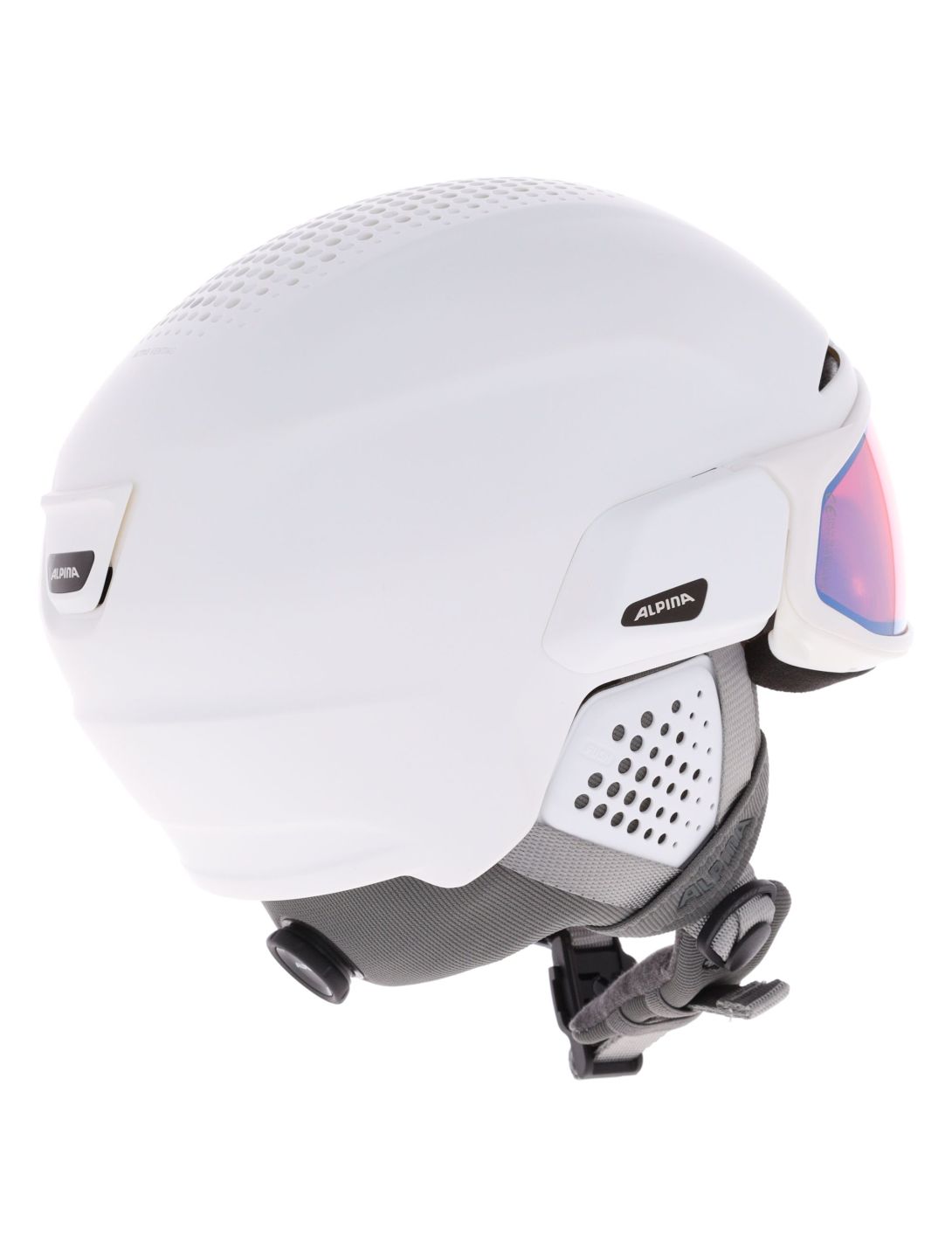 Alpina, Alto QV skihelm met vizier unisex White Matt (Ice Blue) wit 