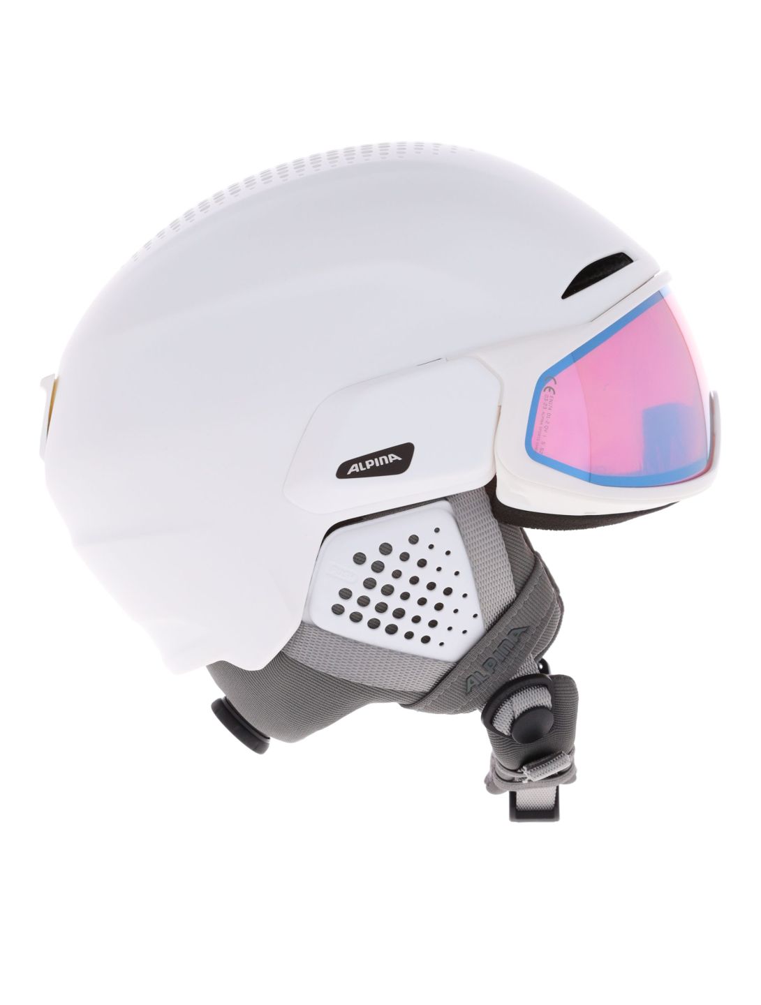 Alpina, Alto QV skihelm met vizier unisex White Matt (Ice Blue) wit 