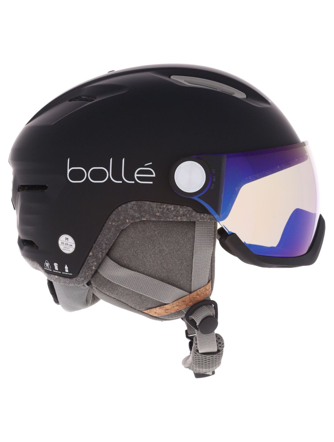 Bollé, Eco V-Atmos skihelm met vizier unisex Black Matte - Photochromic Blue zwart 