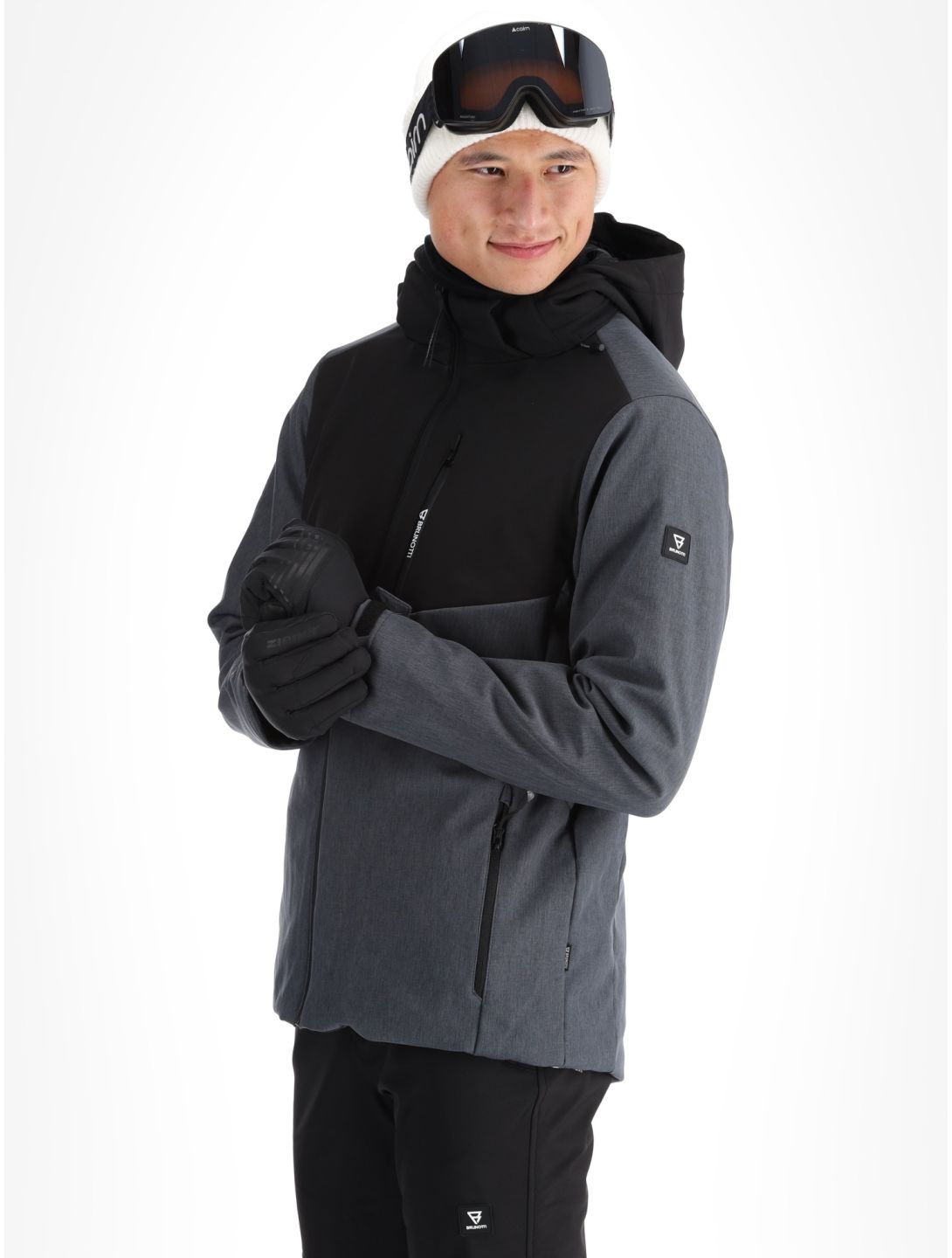 Brunotti, Twinstroke softshell ski-jas heren Dark Grey Melee grijs 