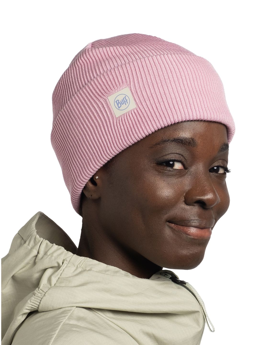 Buff, Crossknit Beanie muts unisex Camelia roze 