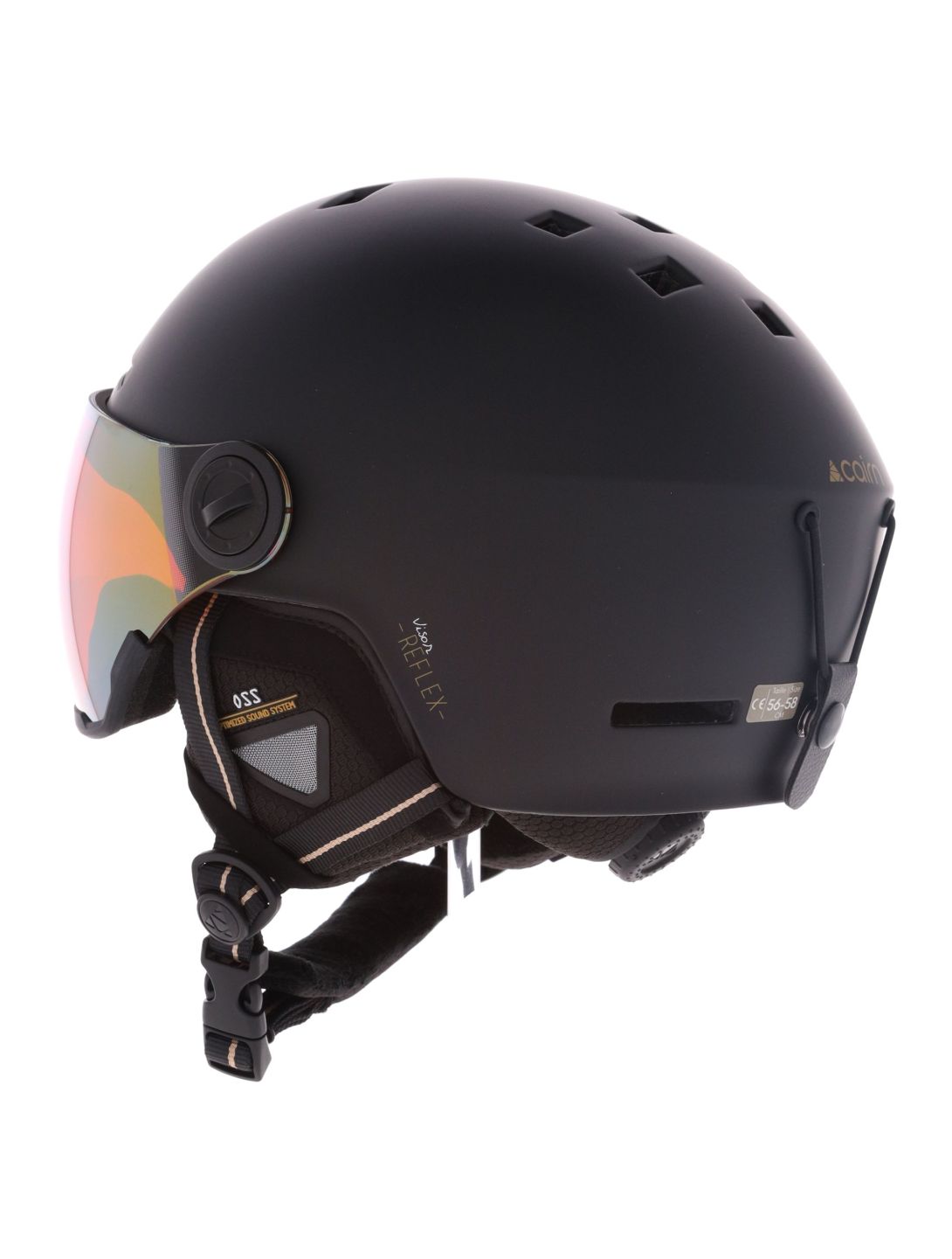 Cairn, Reflex Visor skihelm met vizier unisex Mat Black Gold zwart 