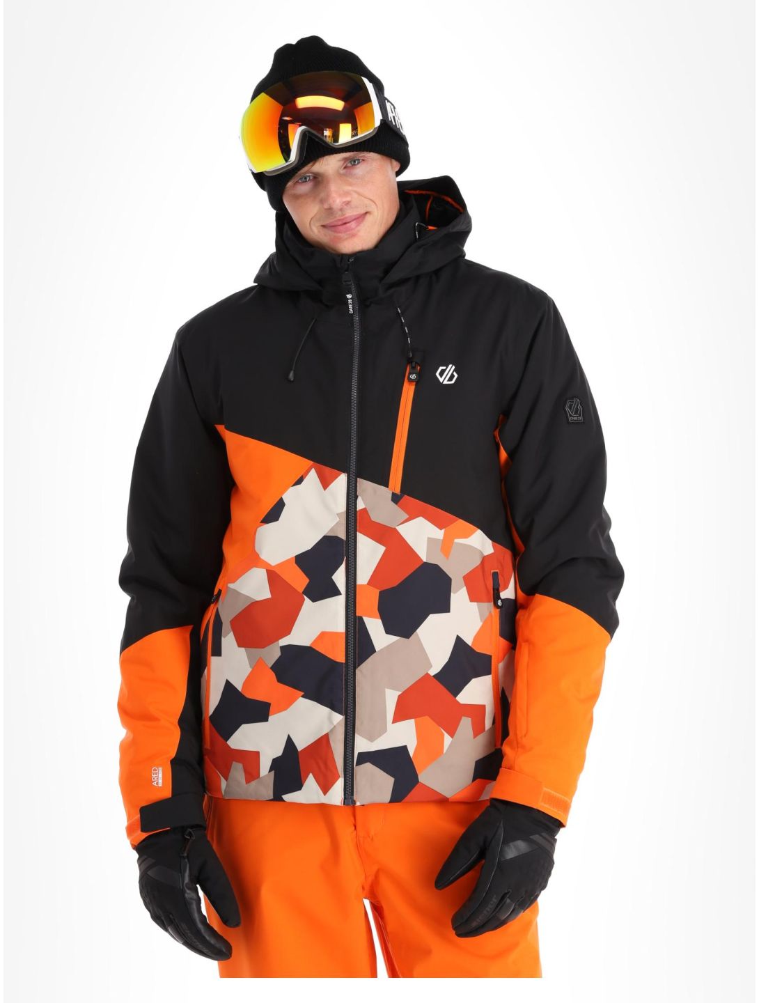 Dare2b, Baseplate ski-jas heren Black / Puffins Orange Geo Camo Print oranje, zwart 