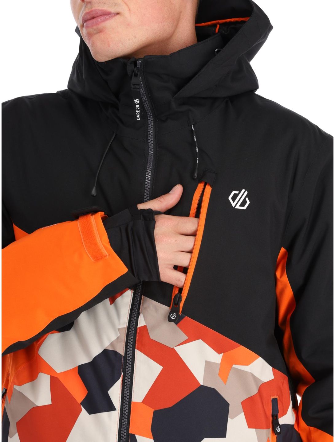 Dare2b, Baseplate ski-jas heren Black / Puffins Orange Geo Camo Print oranje, zwart 