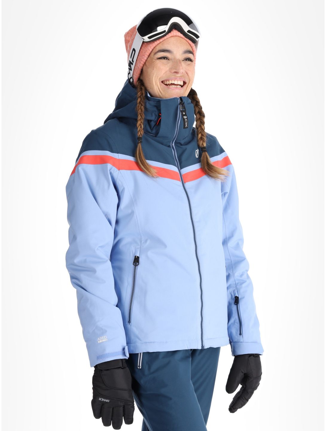 Dare2b, Flurry ski-jas dames Hydrangea Blue / Red Sky blauw, rood 