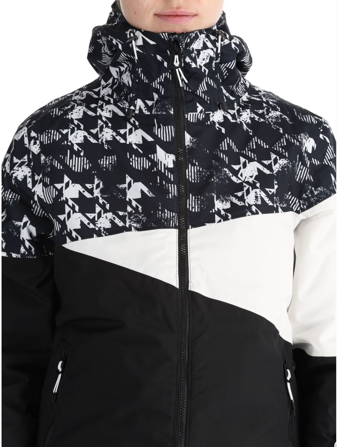 Dare2b, Ice III ski-jas dames Black Distressed Dogtooth Print wit, zwart 