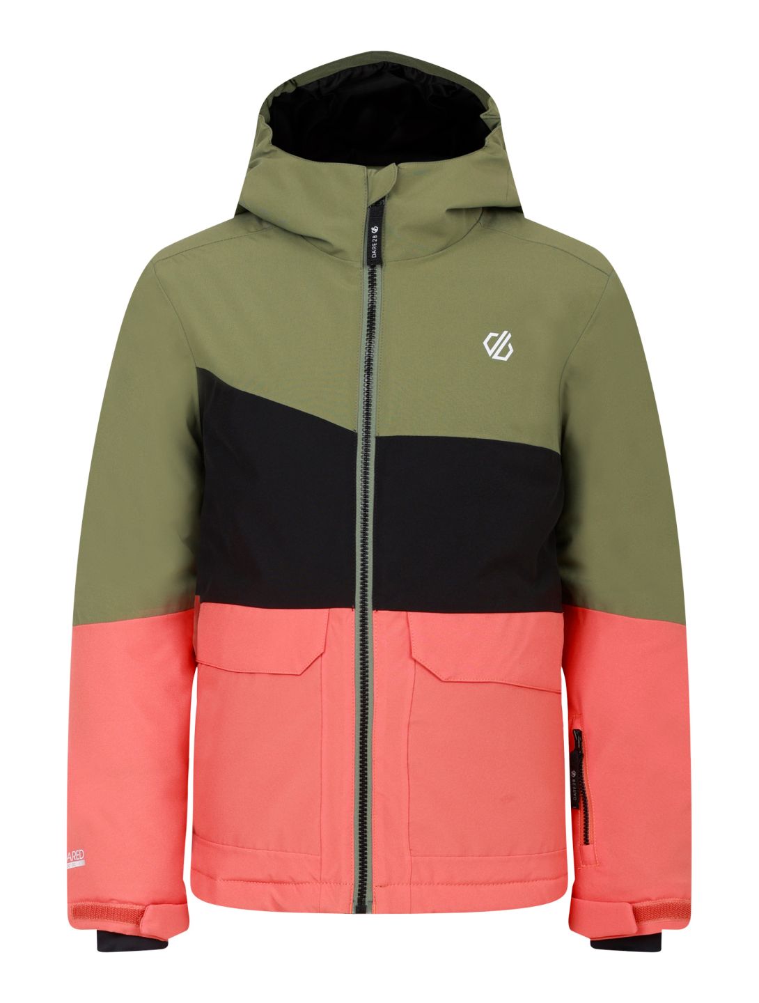 Dare2b, Steazy III ski-jas kinderen Olivine Green / Black / Orange Rust groen, oranje, zwart 