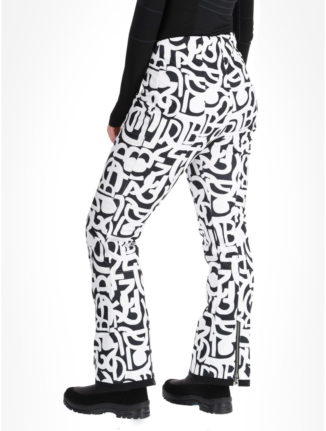 Dare2b, Upshill softshell skibroek dames Black and White Graffiti Print wit, zwart 