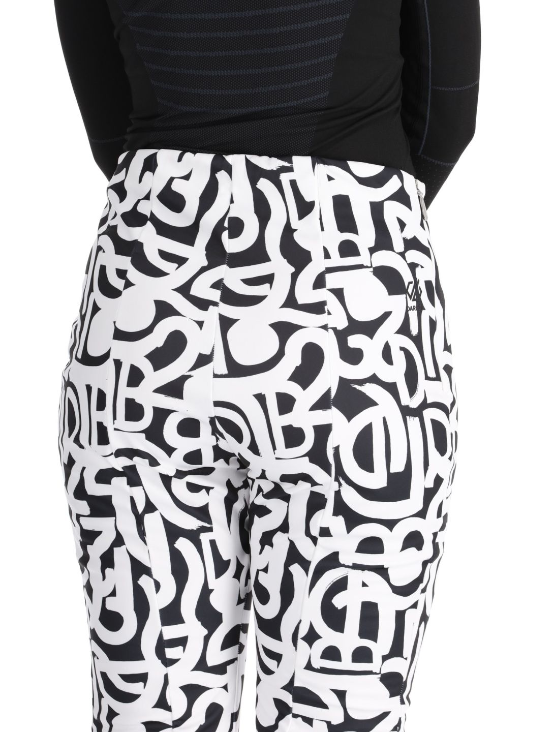 Dare2b, Upshill softshell skibroek dames Black and White Graffiti Print wit, zwart 