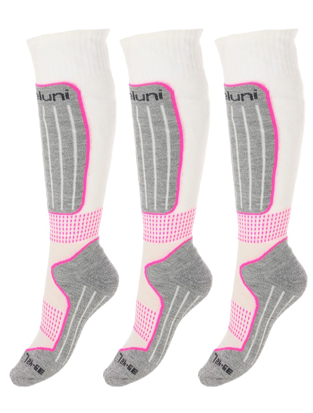 Deluni, Gaia 3 pair skisokken 3 paar unisex White With Lila Stripes wit 