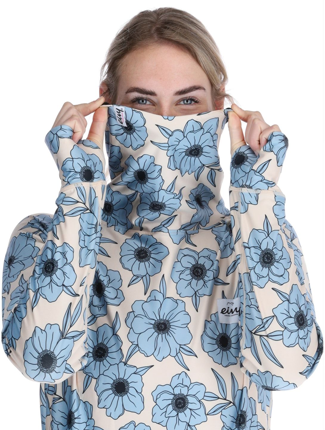 Eivy, Icecold Gaiter thermoshirt dames Blue Flower blauw, wit 