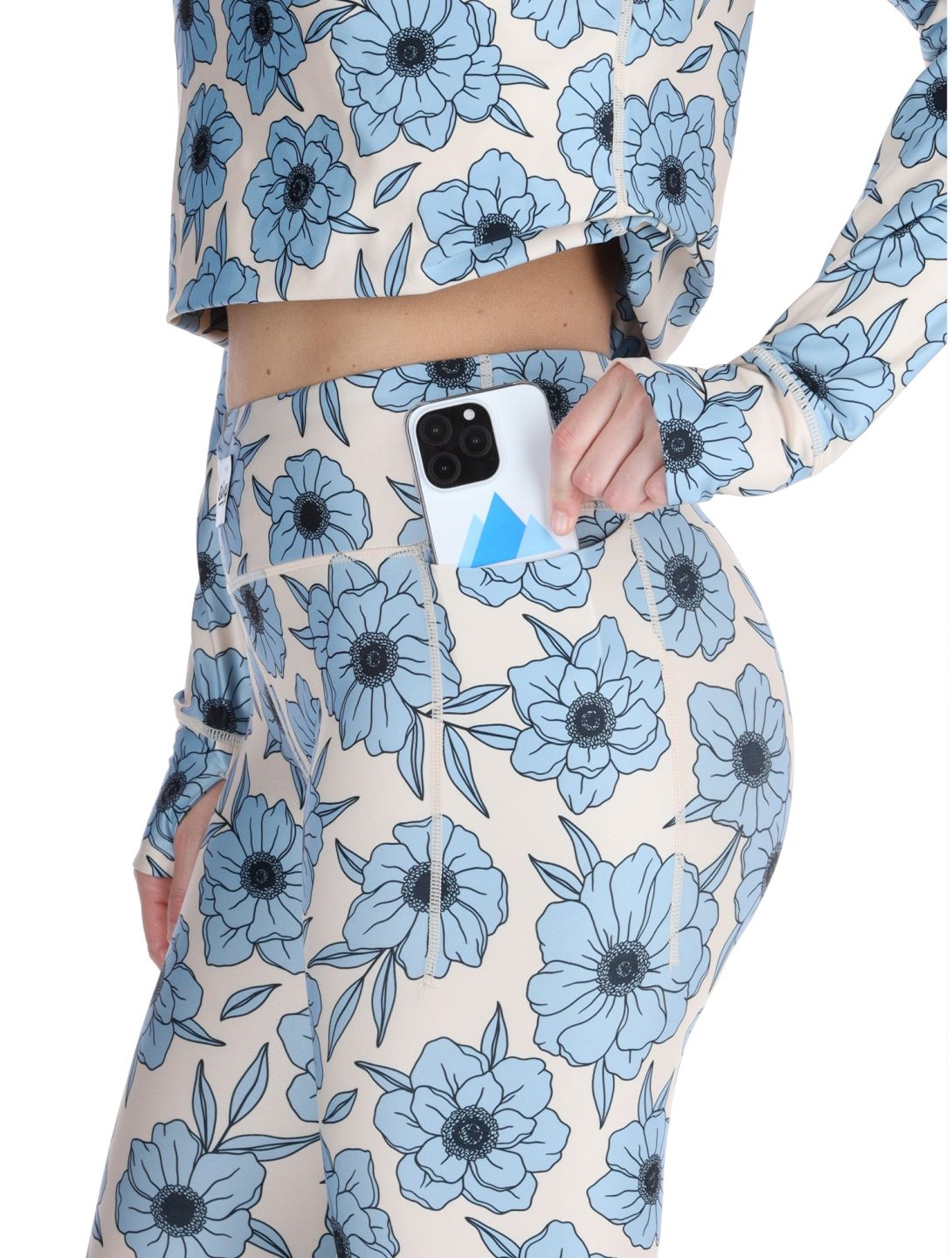 Eivy, Pocket thermobroek dames Blue Flower blauw, wit 