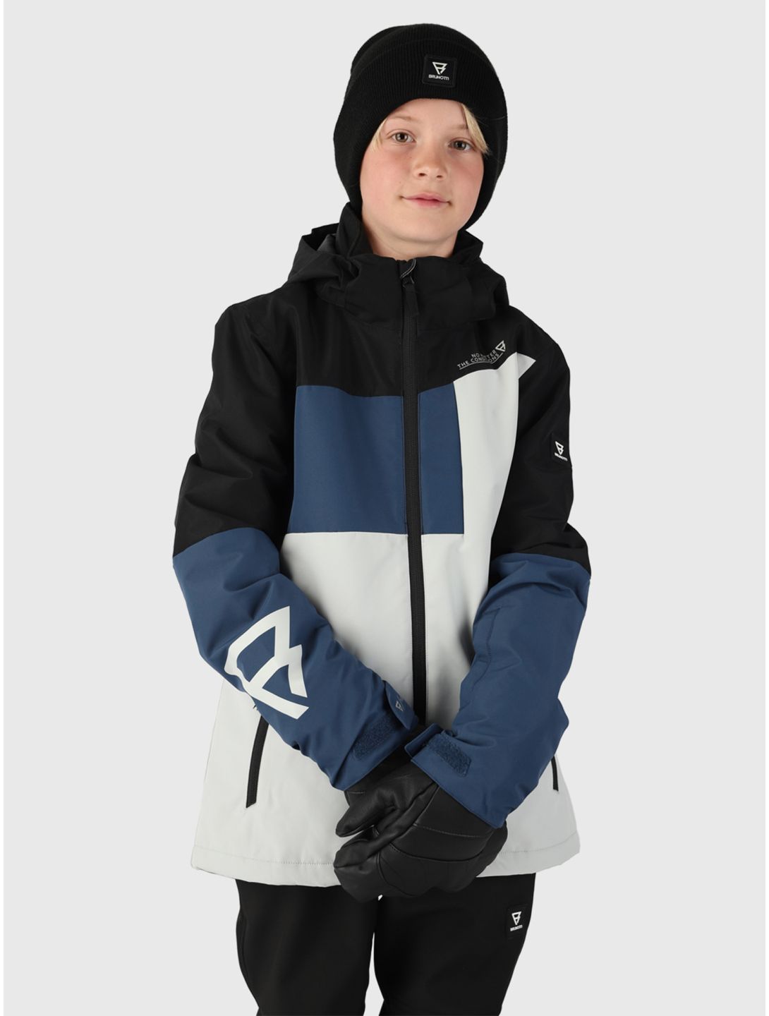 Brunotti Flynnery ski jas kinderen Stone Grey blauw grijs zwart