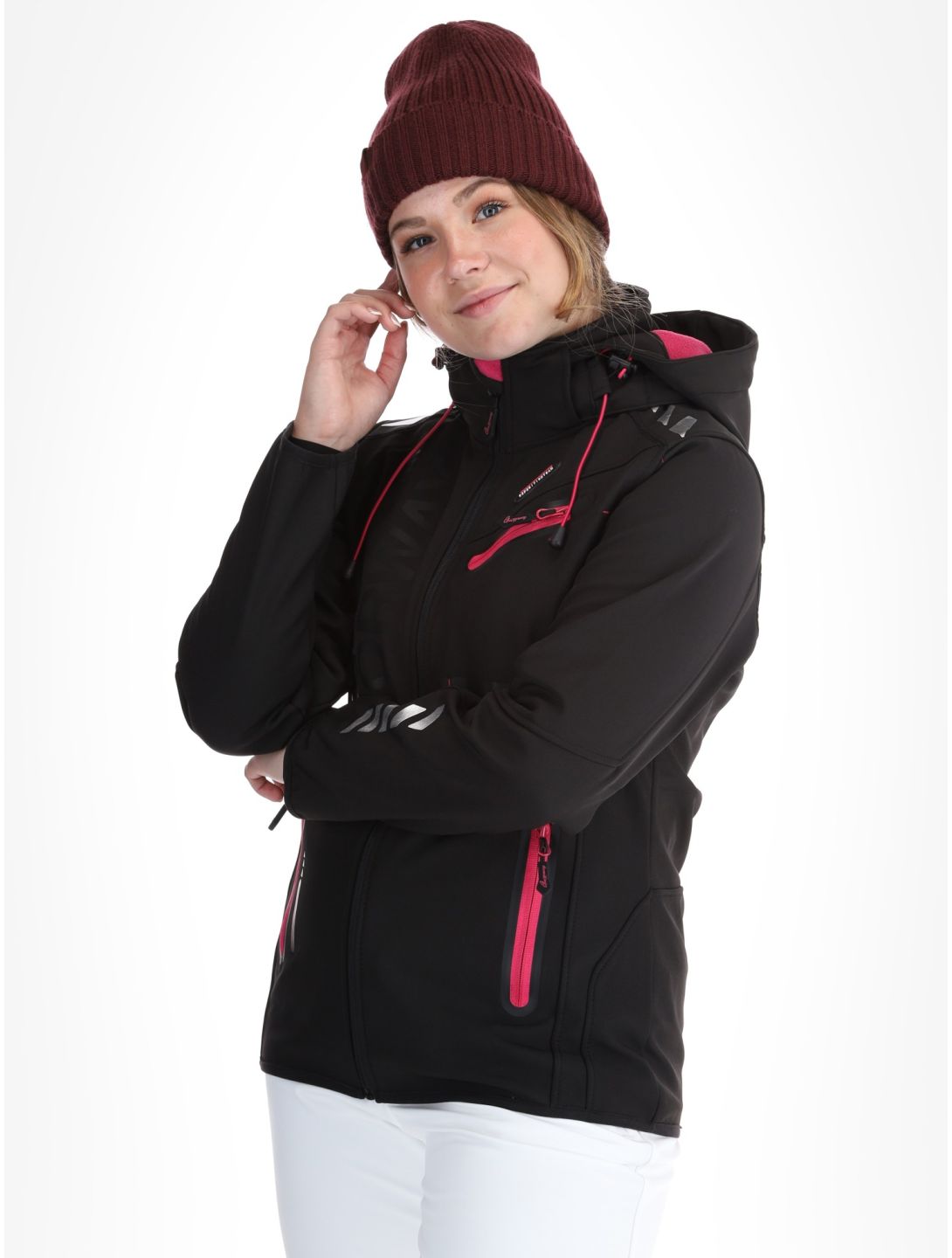 Geographical Norway, Reine softshell ski-jas dames Black / Pink roze, zwart 