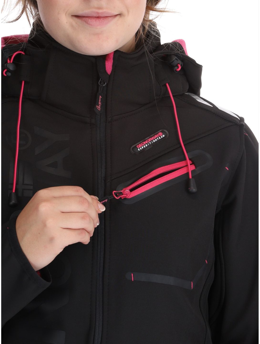 Geographical Norway, Reine softshell ski-jas dames Black / Pink roze, zwart 