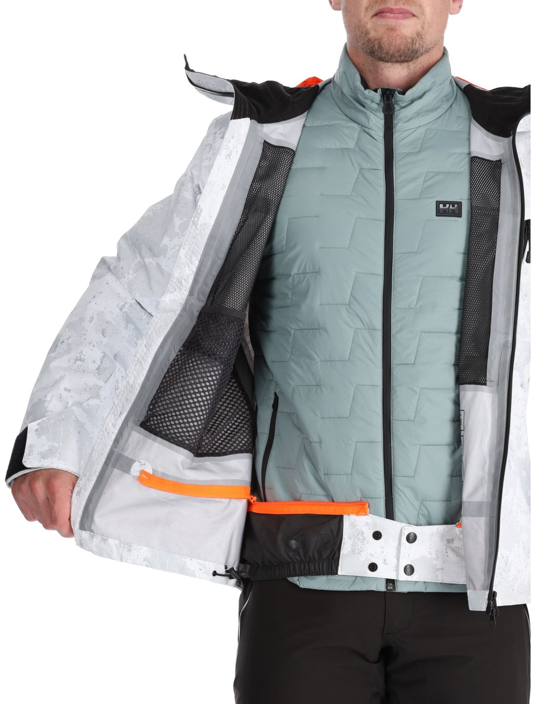 Helly Hansen, Sogn Shell 2.0 hardshell ski-jas heren Grey Fog Snow Camo AOP grijs, wit 