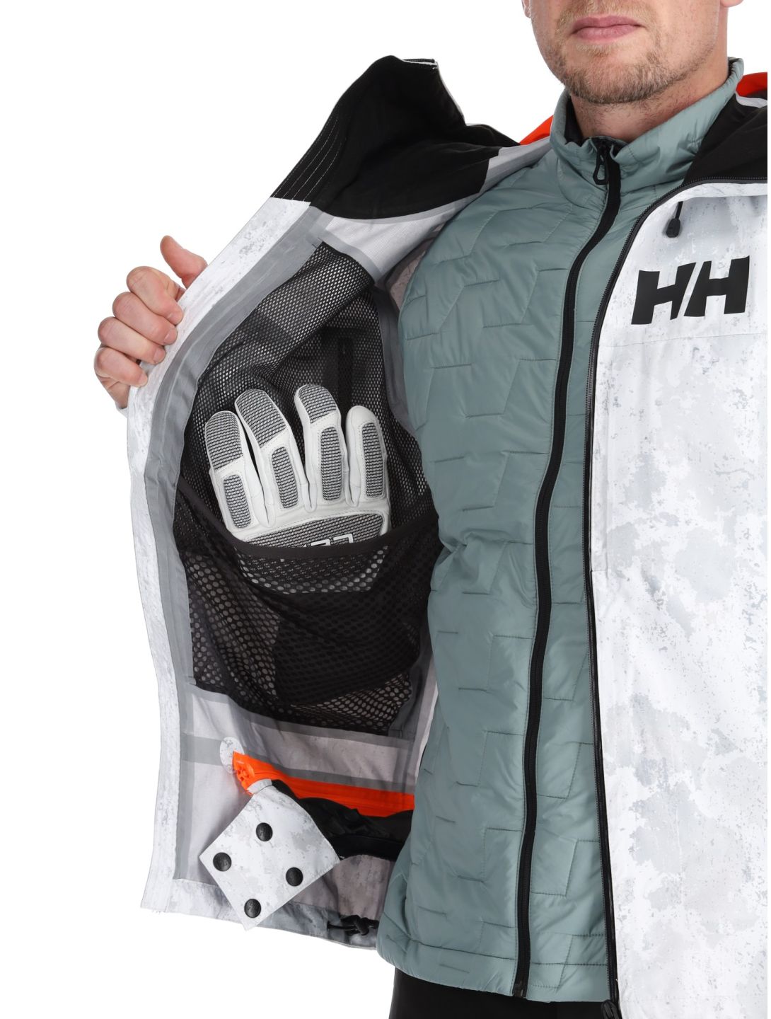 Helly Hansen, Sogn Shell 2.0 hardshell ski-jas heren Grey Fog Snow Camo AOP grijs, wit 