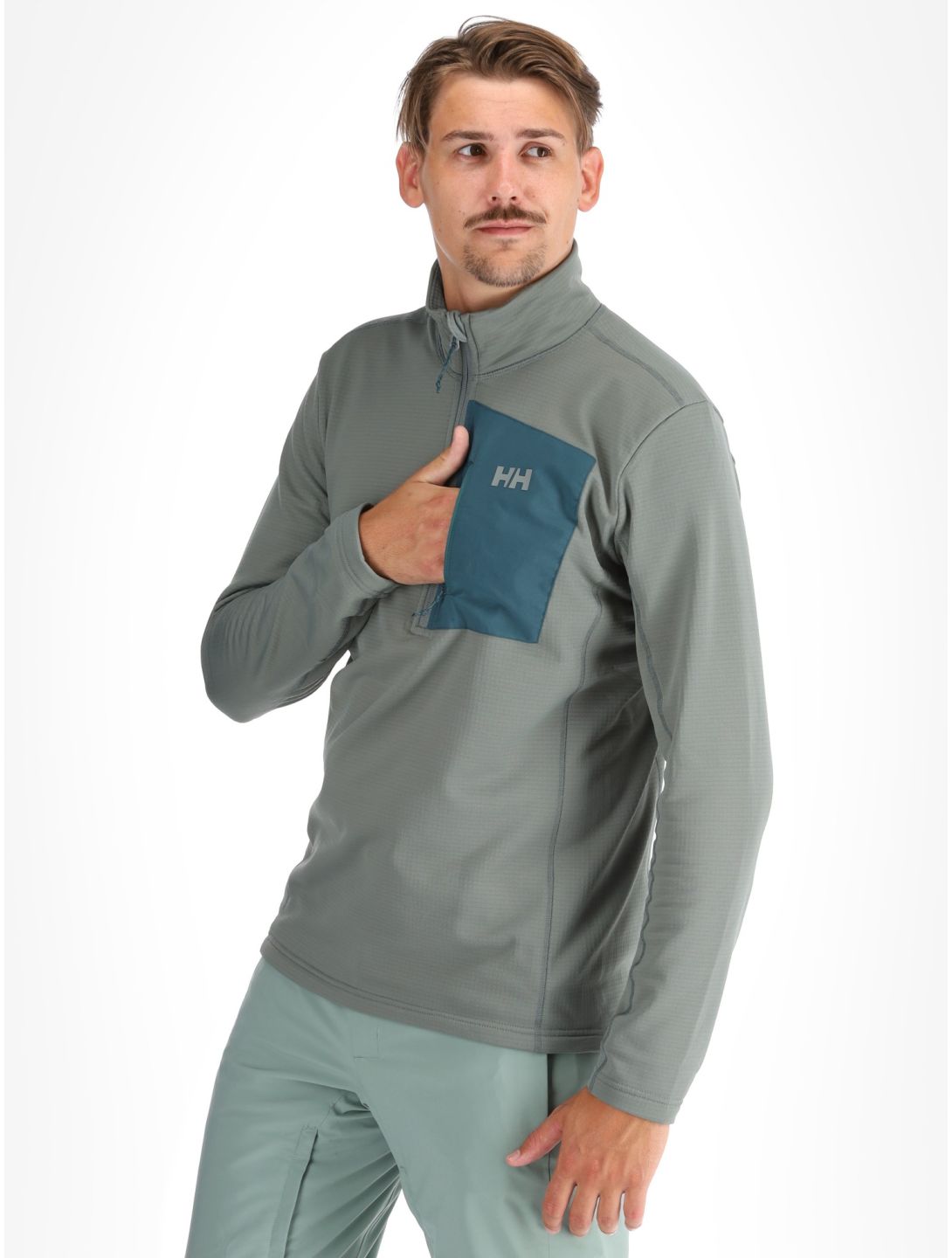 Helly Hansen, Versalite 1/2 Zip skipully heren Grey Cactus grijs, groen 