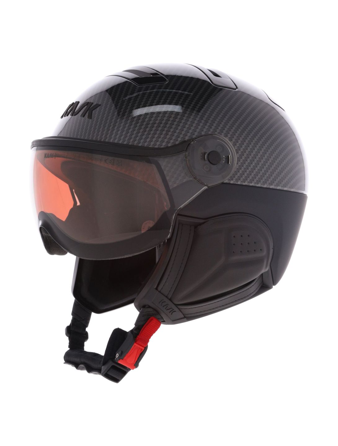 Kask, Piuma-R Elite skihelm met vizier unisex Carbon/Black zwart 