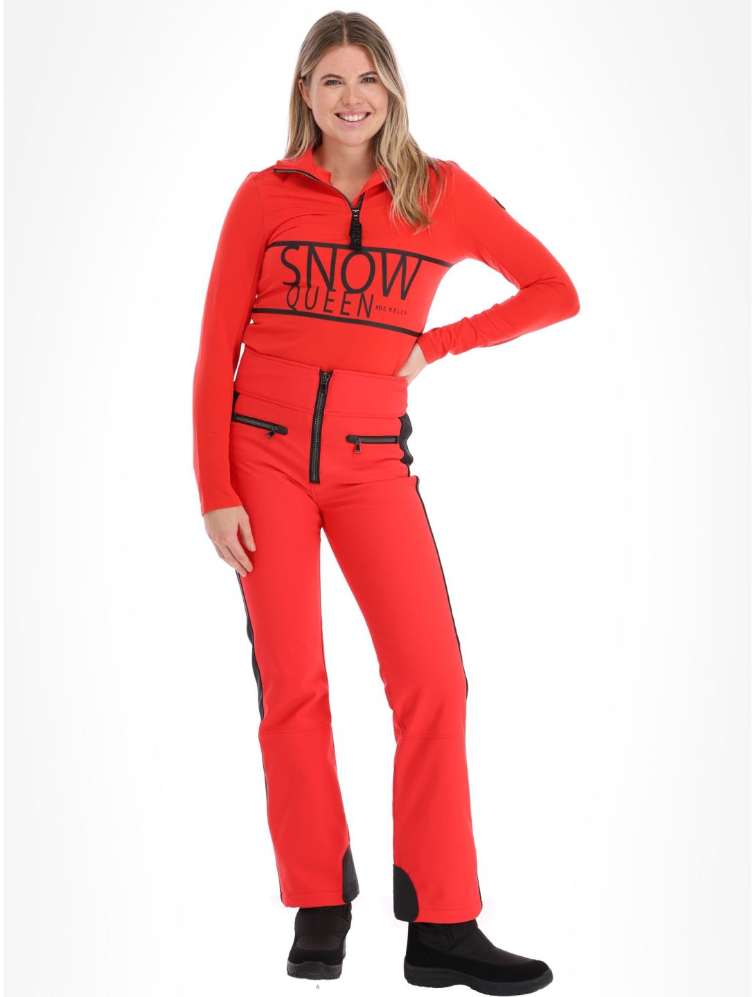 Kelly, April softshell skibroek dames Red / Black rood, zwart 