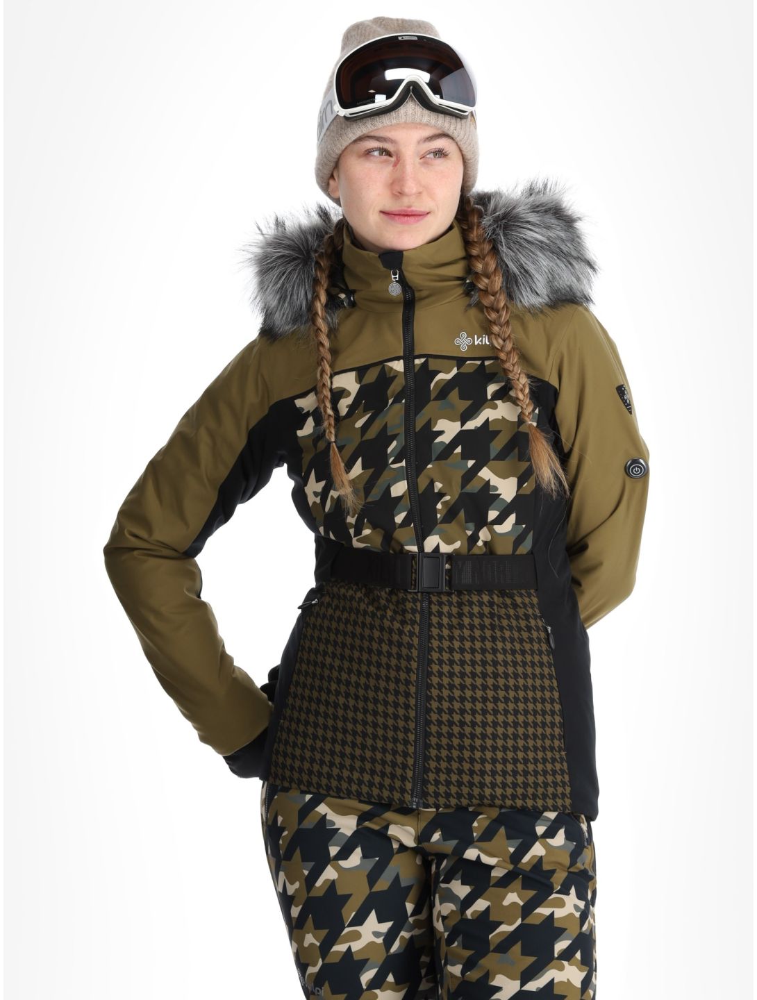 Kilpi, Clair ski-jas verwarmd model dames Khaki groen, zwart 