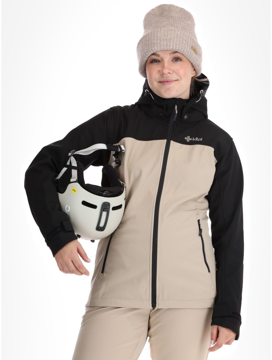 Kilpi, Ravia softshell ski-jas dames Beige beige, zwart 