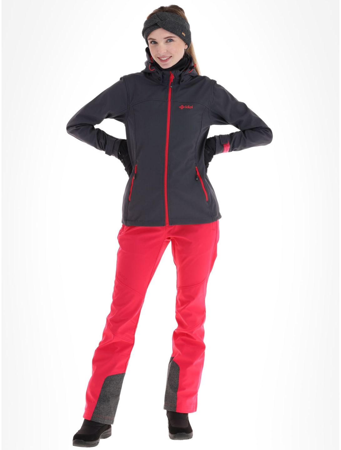 Kilpi, Ravia-w softshell ski-jas grote maten dames Dark Grey grijs 