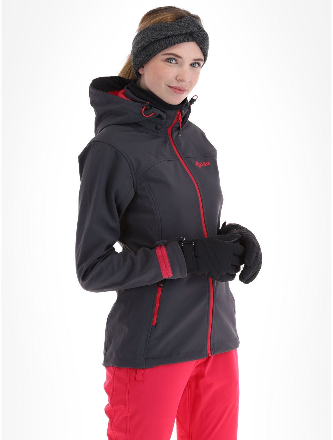 Kilpi, Ravia-w softshell ski-jas grote maten dames Dark Grey grijs 